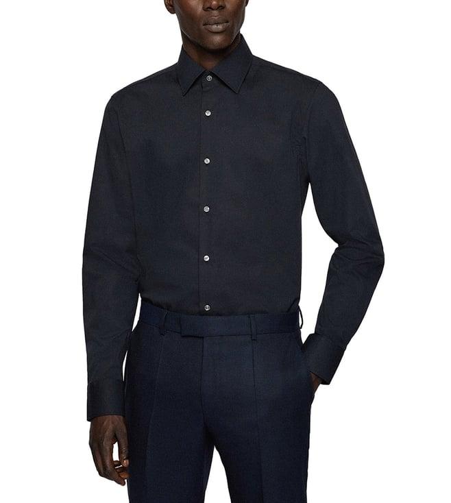 boss black easy-iron stretch poplin slim fit shirt