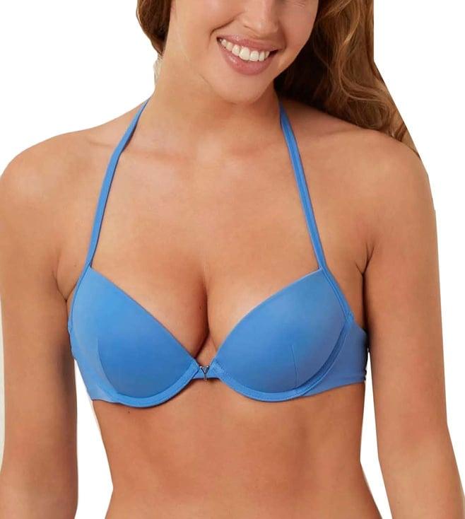 yamamay light blue under-wired padded essentials bikini push-up bra