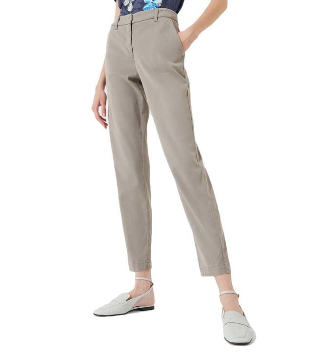 emporio armani greyge regular fit trousers