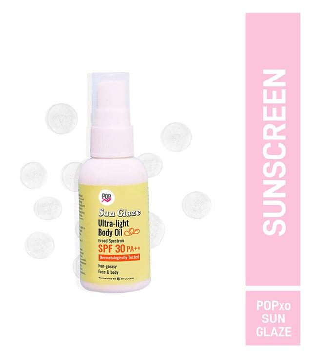 myglamm popxo sun glaze ultra-light body oil spf 30 - 50 gm