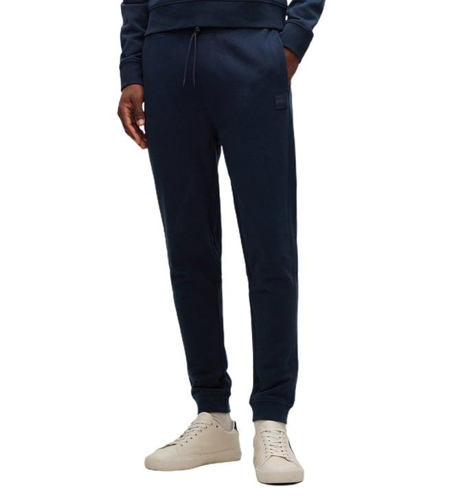 boss dark blue logo patch regular fit joggers