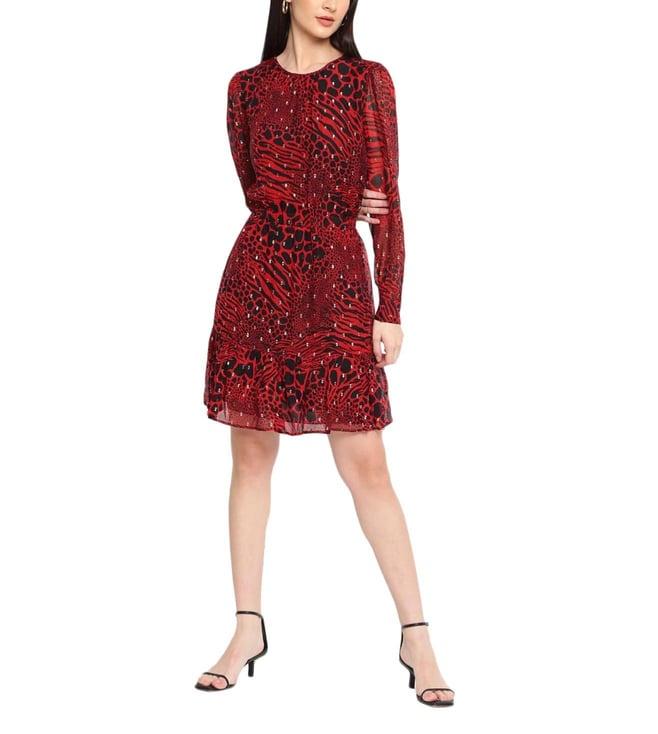 michael michael kors crimson animal print metallic fil regular fit coupe shirt dress