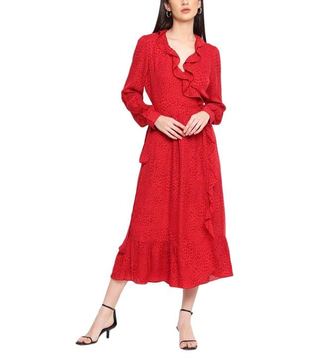 michael michael kors crimson animal print regular fit wrap dress