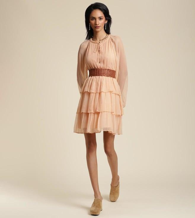 label ritu kumar peach ruffled short dress