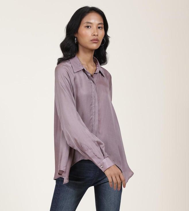 label ritu kumar purple collar neck full sleeves shirt