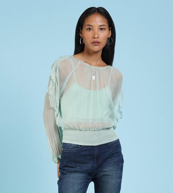 label ritu kumar mint ruffled top with camisole