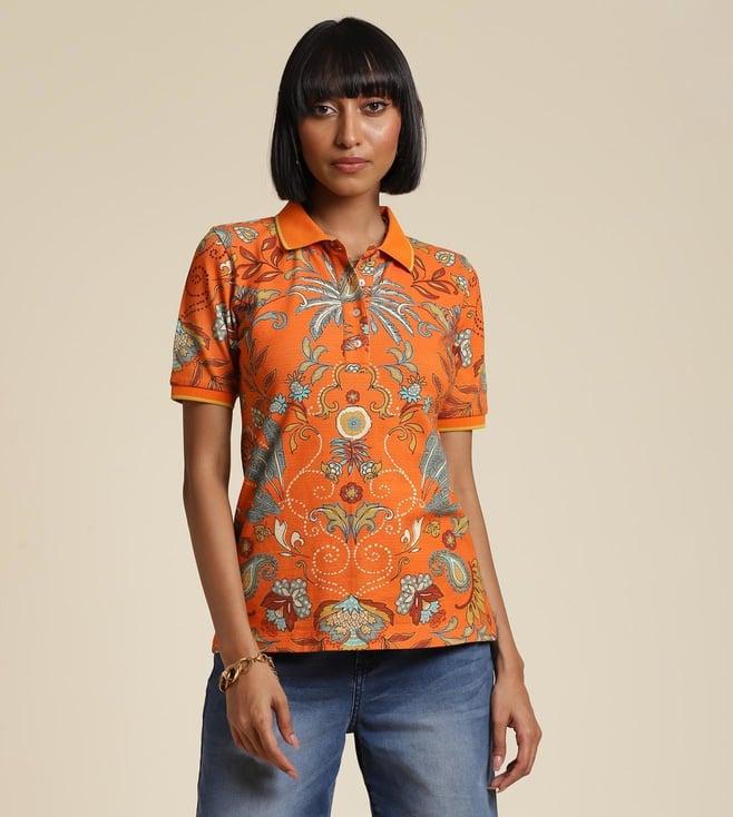 label ritu kumar collar neck half sleeves printed t-shirt