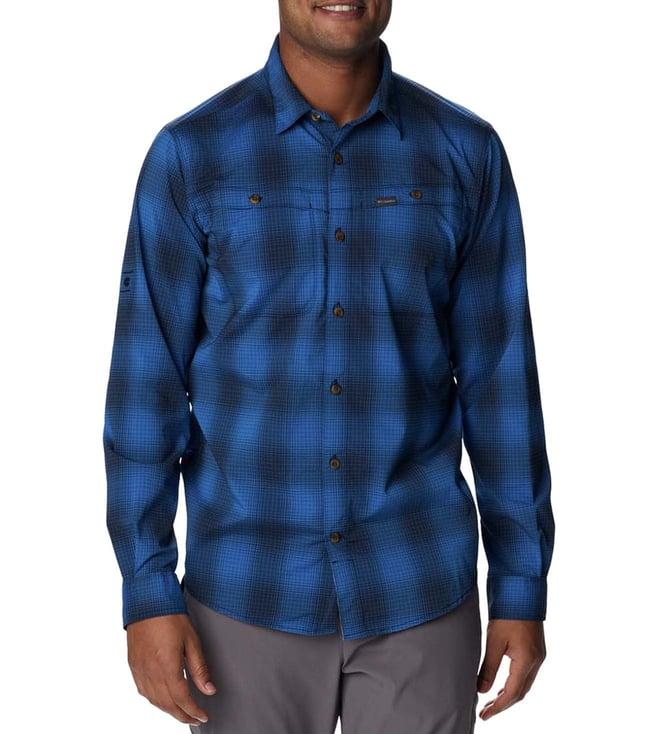 columbia bright indigo soft ombre plaid comfort fit shirt