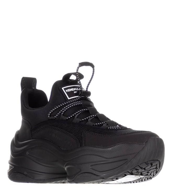 kendall + kylie women's willow chunky low top lace up black sneakers