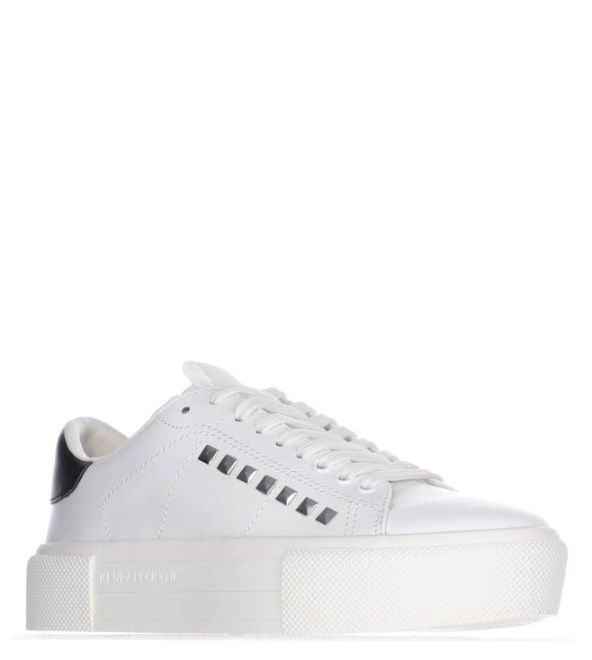 kendall + kylie women's taren cup sole low top lace up white sneakers