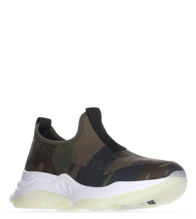 kendall + kylie women's olive camo gili chunky sole low top multi slip on sneakers