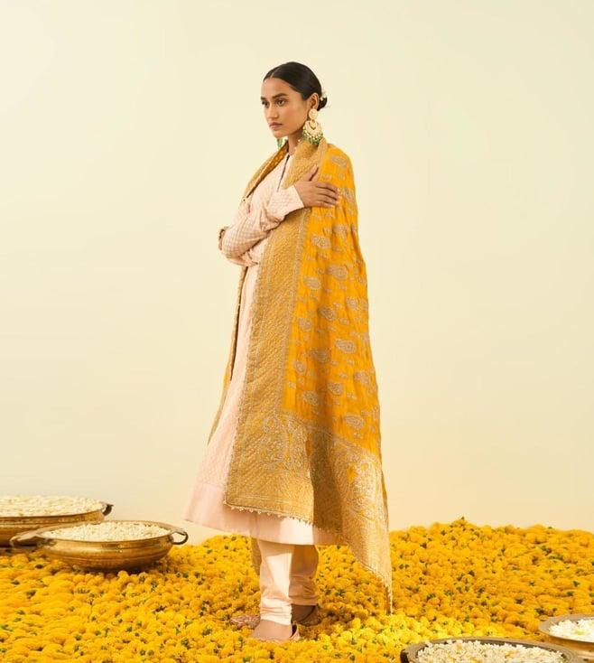 sheetal batra glaze mustard paisley tilla embroidery odhni dupatta