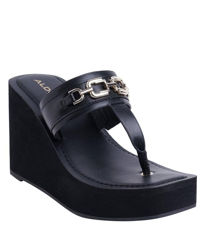 aldo women's ibaraki001 black t-strap wedges