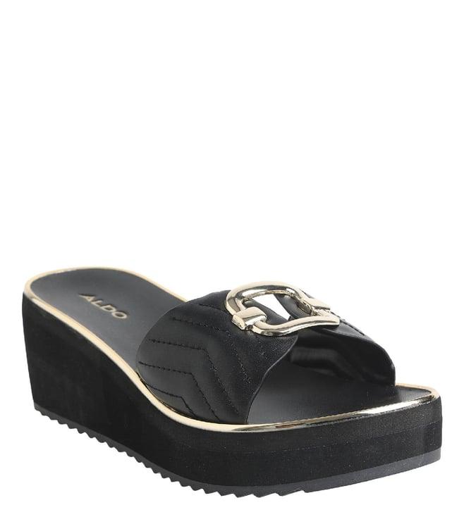 aldo women's onayllan001 quilted black slide wedges