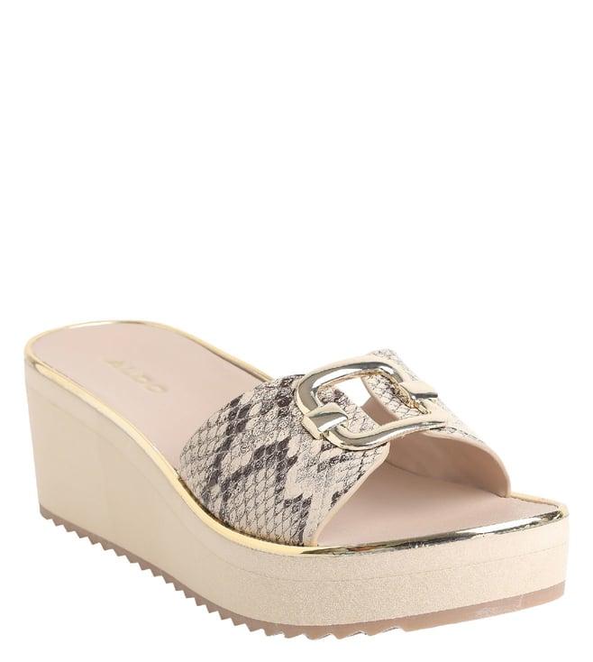 aldo women's onayllan101 natural slide wedges (animal effect)