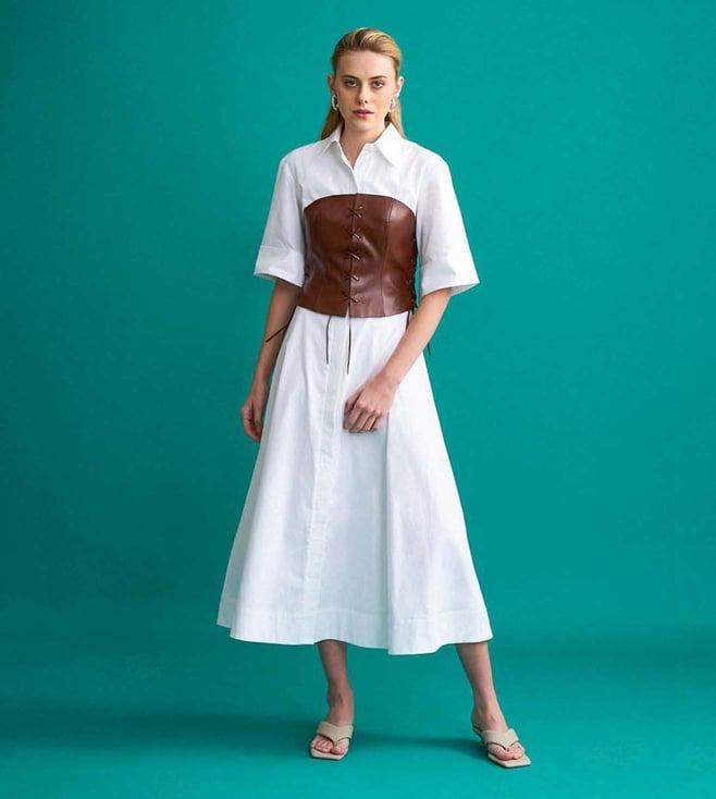 notebook white and brown lorraine dress