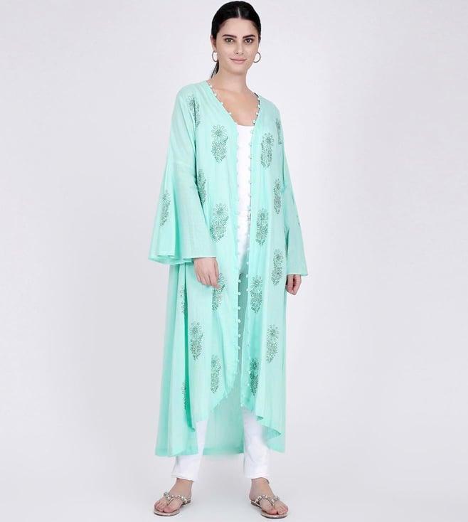 first resort by ramola bachchan green embellished coat dress