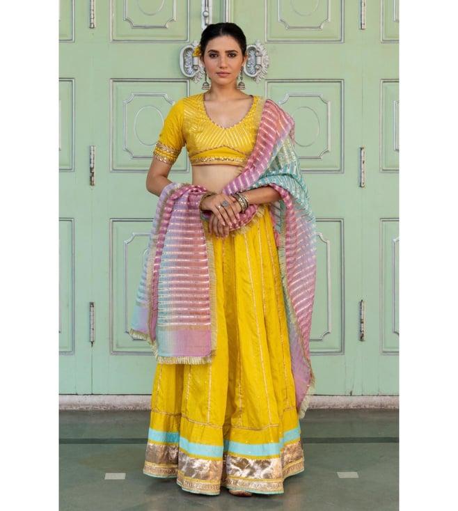 myaara yellow rani bagh' 22 kesar lehenga set