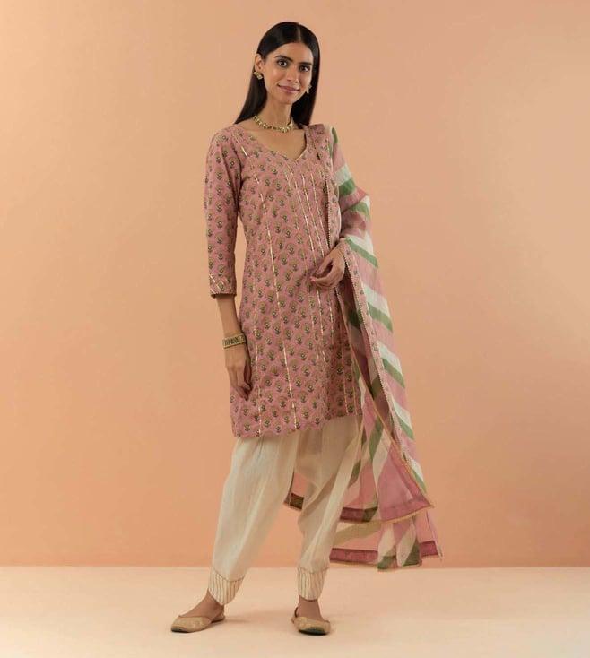 makaan.51 peach saanjh peach bud leheriya kota cotton dupatta