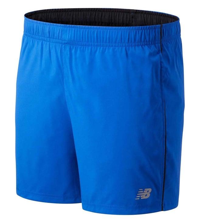 new balance blue men's core run 5 inch shorts