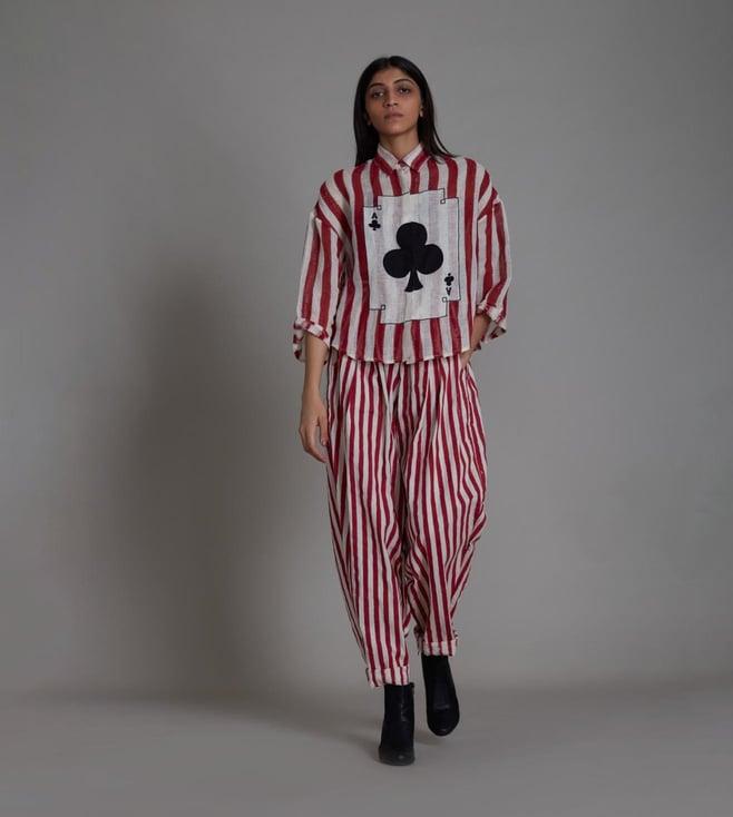 mati oatmeal & striped red ikka balloon pants