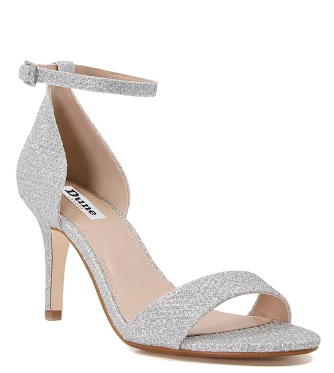 dune london women's mateo shimmer silver ankle strap sandals