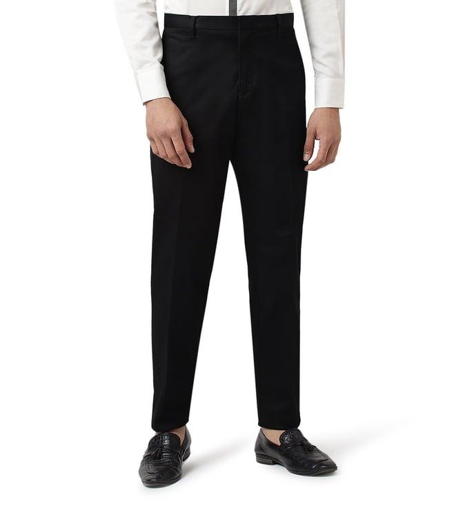 emporio armani nero regular fit flat front trousers