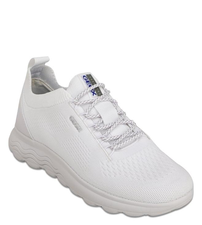 geox women's spherica knitted white sneakers