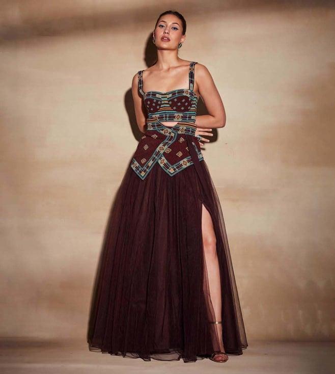 nikita mhaisalkar chocolate brown tulle skirt