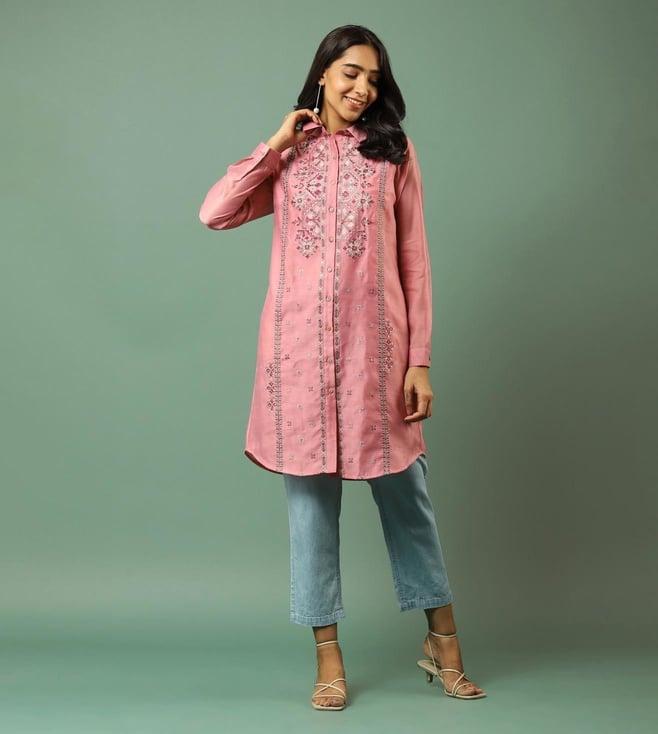 aarke ritu kumar dusky pink embroidered kurti