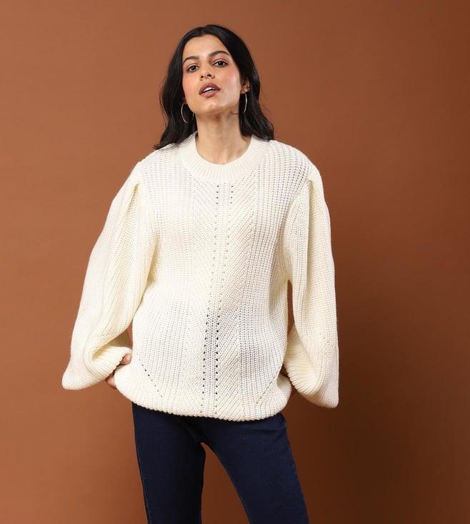 aarke ritu kumar white cable knit sweater