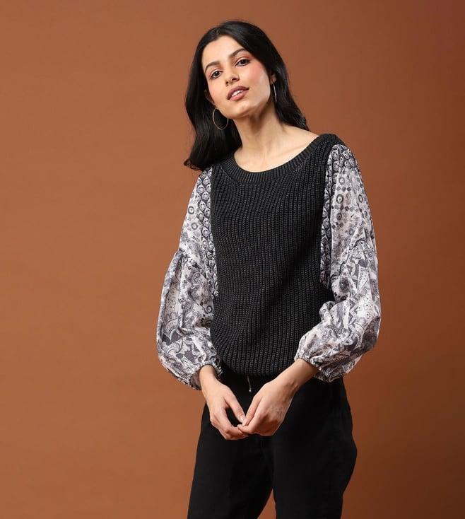 aarke ritu kumar black cable knit sweater