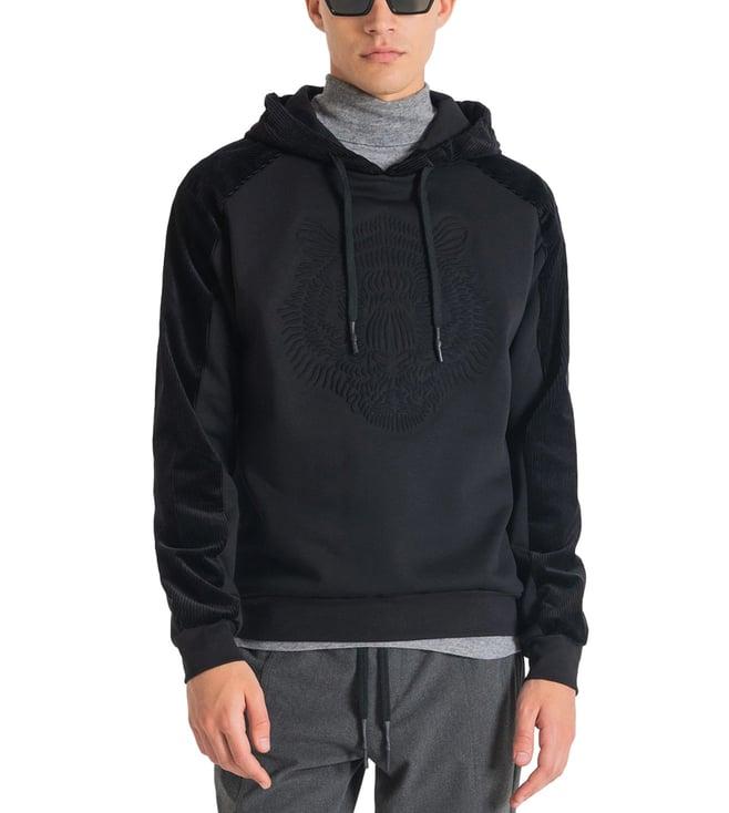 antony morato black regular fit hoodie