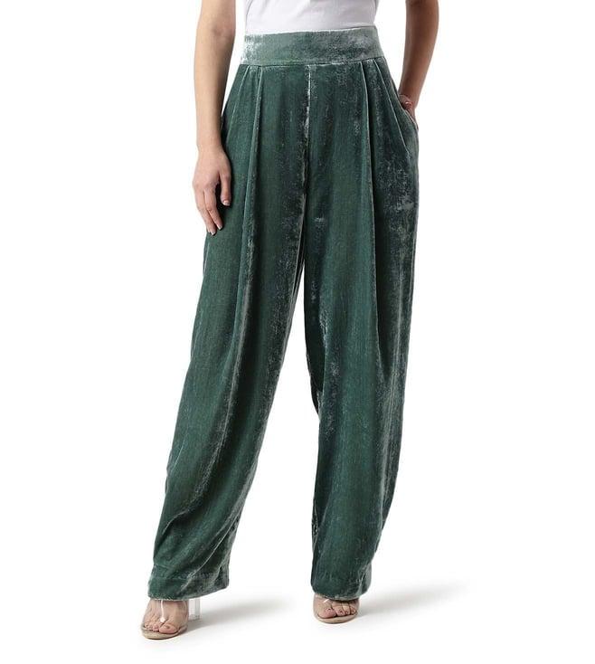 emporio armani verde regular fit trousers