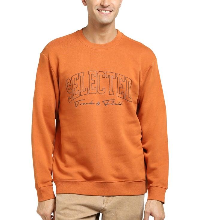 selected homme bombay brown logo regular fit sweatshirt