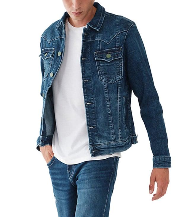 true religion dark blue regular fit denim jacket