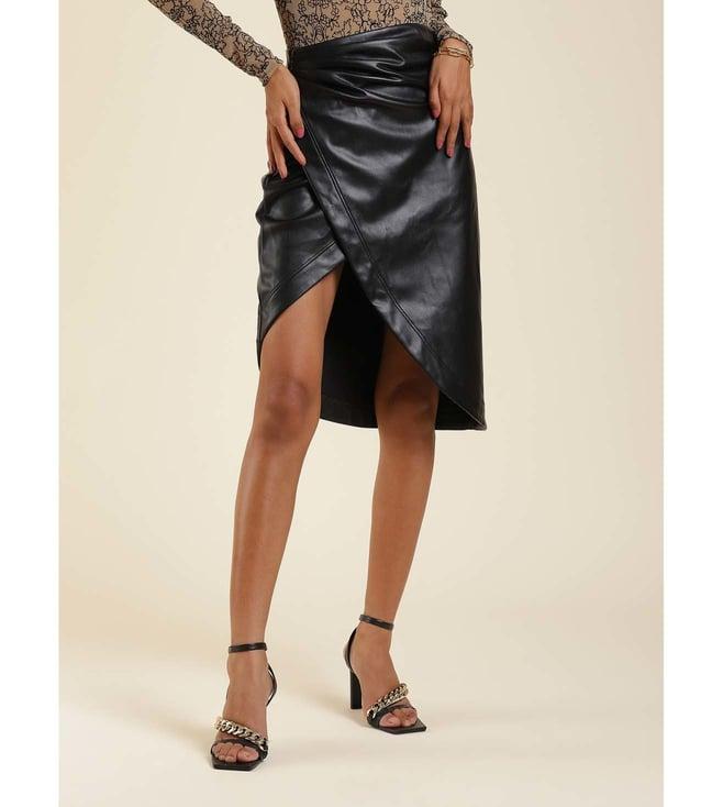 label ritu kumar black pu wrap style skirt