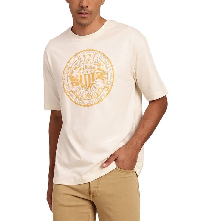 gant cream logo regular fit t-shirt