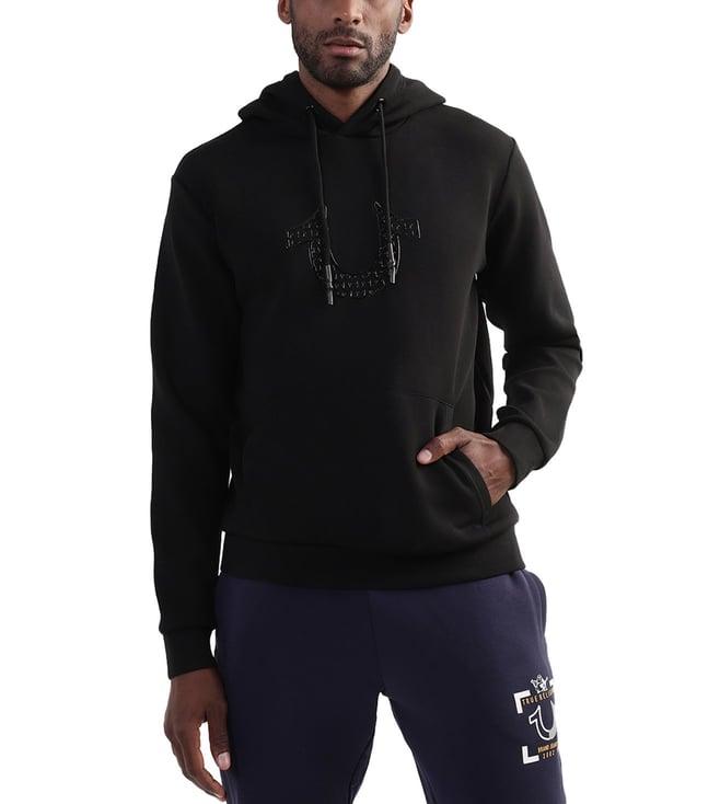 true religion jet black logo regular fit hoodie