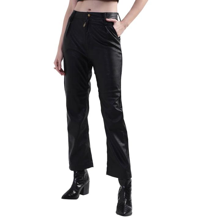 kendall + kylie black regular fit flat front trousers