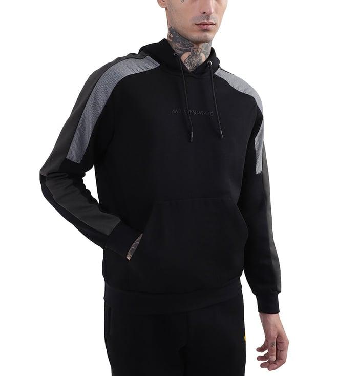 antony morato black regular fit hoodie