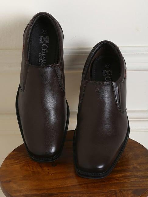 red chief men's dark brown slip-ons