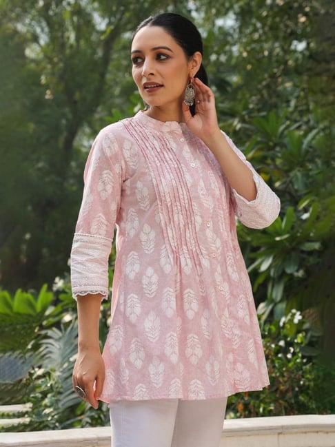 juniper pink embellished a line kurti