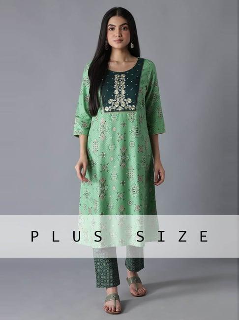 aure by aurelia green embroidered kurta pant set