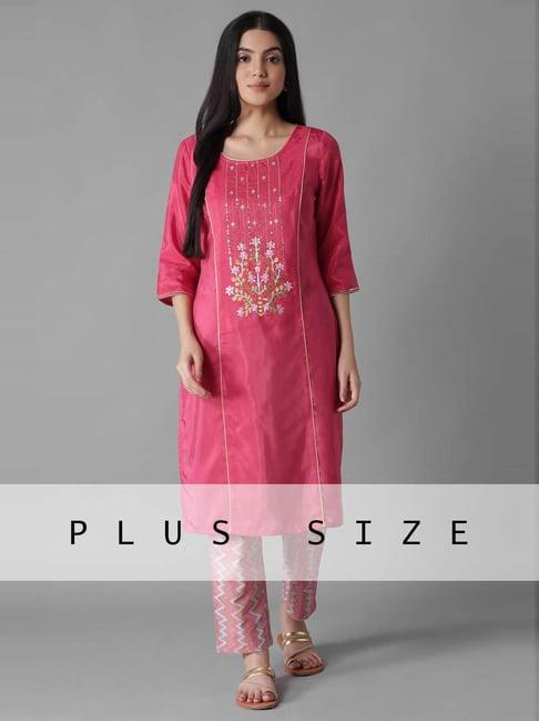 aure by aurelia pink embroidered kurta pant set