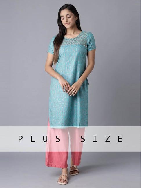 aure by aurelia blue & pink embellished kurta palazzo set