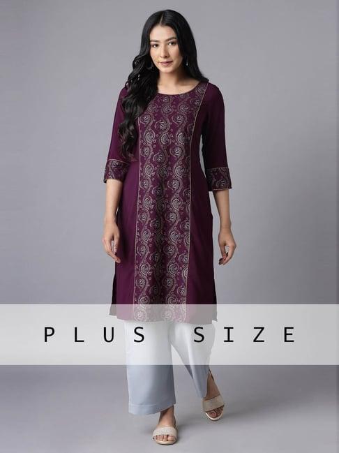 aure by aurelia purple & blue printed kurta palazzo set