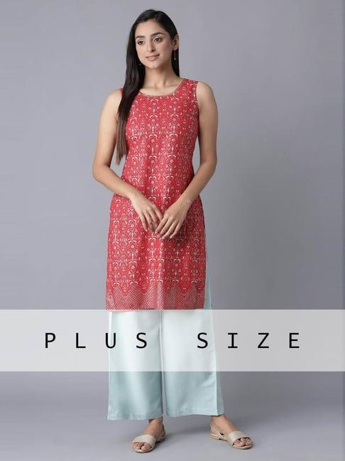 aure by aurelia red & blue printed kurta palazzo set