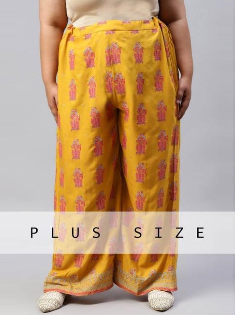 w mustard printed palazzos