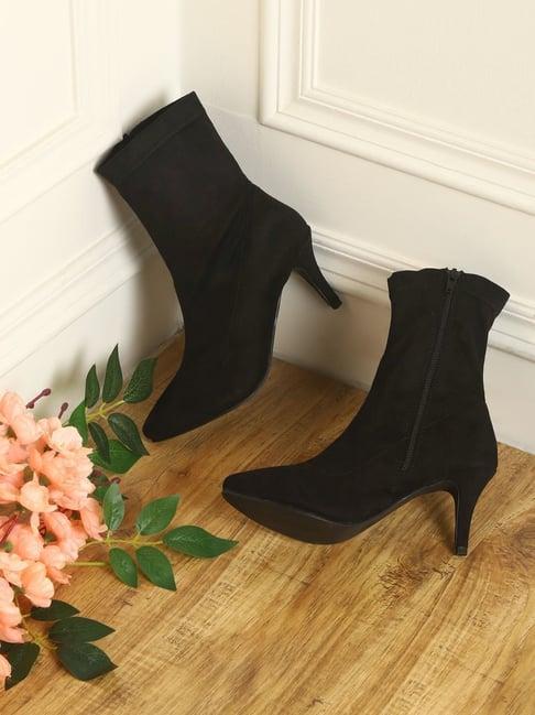 truffle collection women's carbon black stiletto booties